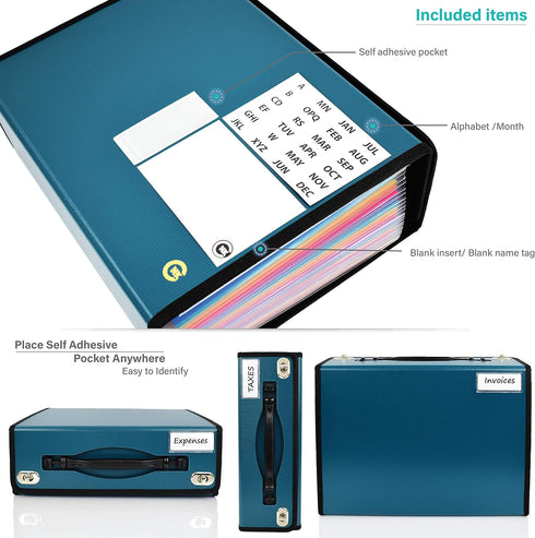 CNK Accordion File Folders - 24 Pockets Organizer for Document Storage, Durable Handle, Letter Size