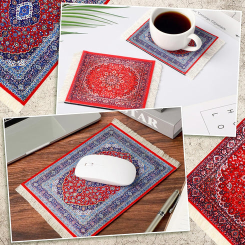 Hushee 4 Pcs Style Carpet Mouse Pad Mini Vintage Coasters Oriental Mouse Pad Floral Pattern Graduation Gift Rug