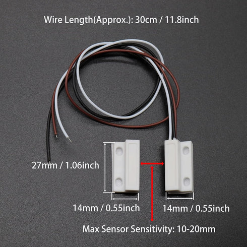 MC-38 5pcs Magnetic Reed Switch NC NO COM Surface Mount Wired Door Window Contact Sensor with Adhesive Paper for Home