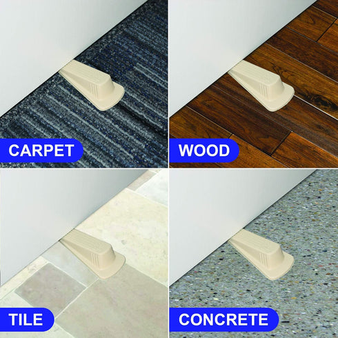 Heavy Duty Non-Slip Large Rubber Door Stopper, Big Foot ColorStop Wedge, Beige, Made in the USA