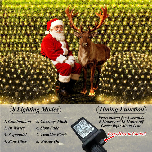 10ft 10ft 280LED 8 Lovelite x Net Lights, Gazebo Lights Outdoor Modes Timer, Waterproof Connectable Christmas Light