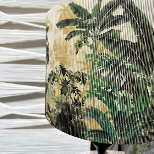 Generic Retro(11.8 Inch Bamboo Lampshade With Tropical Plants Design, Suitable For Floor Lamps And Desk Lamps, Bucket