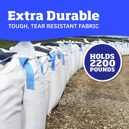200-Gallon 2200 lbs, DURASACK Heavy Duty Builder's Bulk Bags White Woven Polypropylene Contractor Trash Bags for Demo