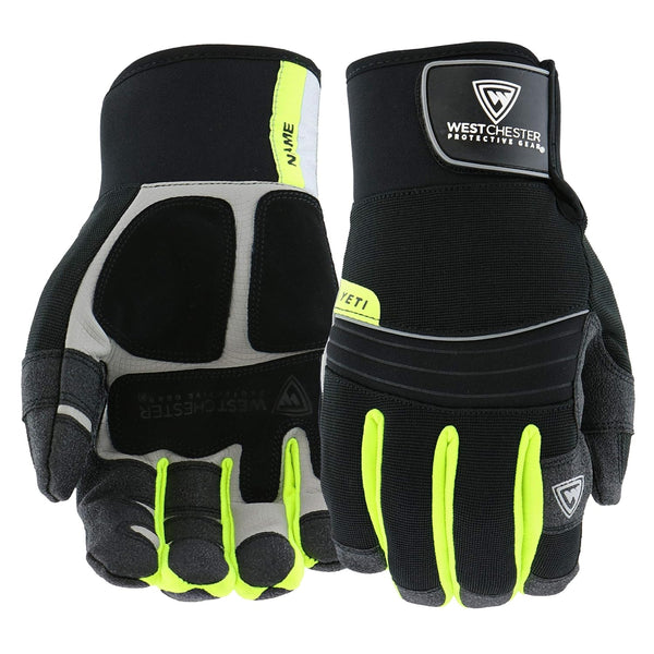 West Chester Pro Series 96652 Yeti Waterproof Winter Work Gloves, X-Large, Synthetic Leather Palm, HI-VIS Safety,