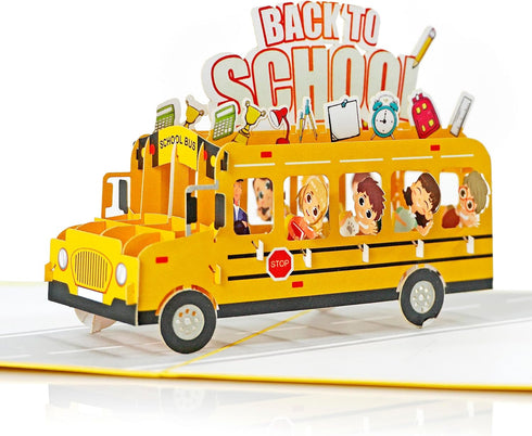 CUTPOPUP Back to School Card Pop Up, Handmade 3D Bus Birthday Greeting Card (School Bus)