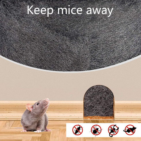 Steel Wool for Mice Control - 15FT (150G) - Fine Wire Wool to Keep Animals Away from Holes, Wall Cracks, Vents