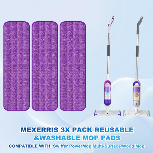 3 2 Commercial Spray Mops for Hardwood Floor Cleaning: MEXERRIS Floor Mop with Washable Pads for Swiffer Powermop - Wet