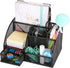 Exerz Desk Organizer Black Office Supplies, Desktop Pencil Pen Holder with Drawer for Home Workspace Storage