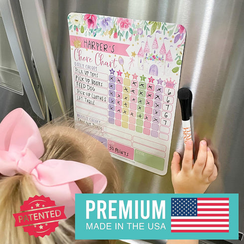 Magnetic Chore Chart for Kids - Good Behavior Chart, Dry Erase Daily Weekly Responsibility List, Princess Board