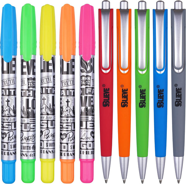 BLIEVE Bible Study Kit, 10 Pack Gel Highlighters and Fine Tip Pens, No Bleed Through for Planner Supplies