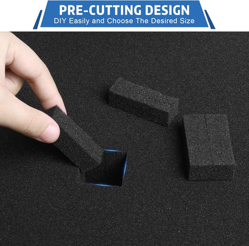 Storystore Polyurethane Foam Sheet, 4 Pcs Black Foam Inserts for Cases Packing Padding, Toolbox, Camera Storage (12 x