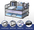SUPEASY 3 Tier Desk Organizer with Handle & 3 Pen Holders, Mesh Paper/File Organizer for Office Supplies