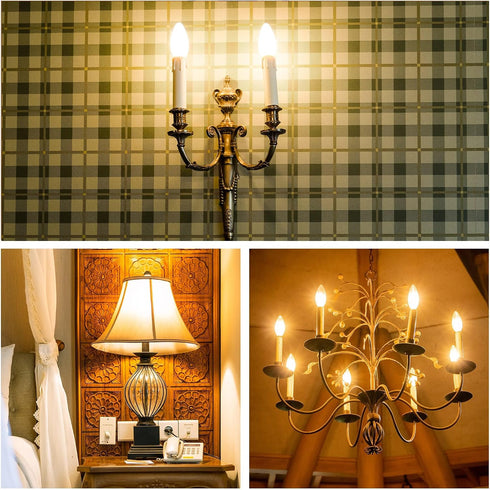 12 Pack E12 Bulb 40 4W B10 C32 Bulbs, 400LM 2700K Bulbs Candelabra LED Watt Equivalent, LED Filament Candle Light Soft