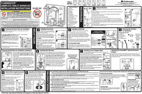 Fluidmaster 400AKR Universal All in One Toilet Repair Kit for 2-Inch Flush Valves - Easy Install