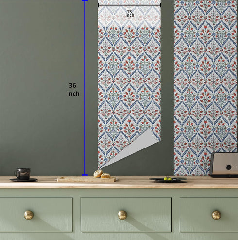 13" 36", Ambesonne Ottoman Peel & Stick Wallpaper Home, Turkish Traditional Ceramic Tulip Patterns with Cultural