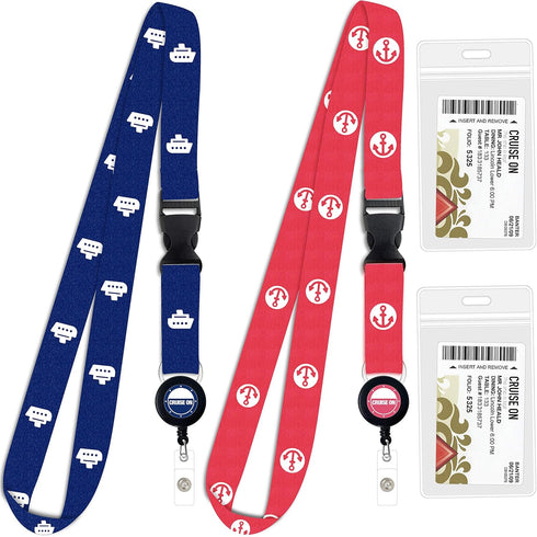 Cruise On Cruise Lanyard for Ship Cards – 2-Pack Retractable Badge & Waterproof Key Card Holder for Ship Cards, Cruise