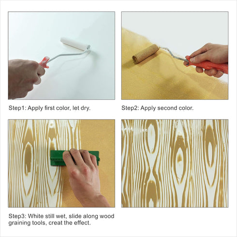 Wood Graining Painting Tool, Rubber Empaistic Wood Grain Tool Household Wall Art Paint(MS8L)