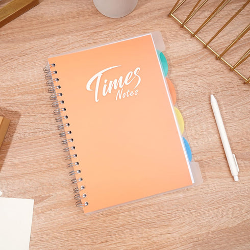 Yoment 5 Subject Notebook with Tabs, 8"x 10", Large Notebook with Dividers, 240 Pages, Plastic Hardcover, Orange