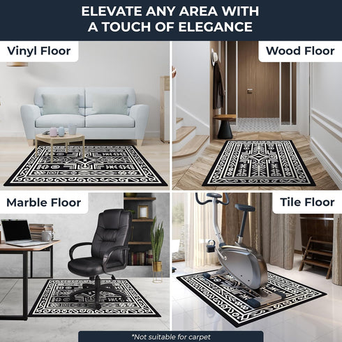 DECOLURE 36"x48" Office Chair Mat for Hardwood Floor, Noise Reducing Anti-Slip Floor Protector, Aztec Tribal Design