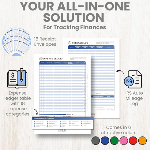 Extra Large Receipt Organizer Envelope & Receipts, Pack of 18, 12.8" x 9.0", Blue Color for Business Expenses