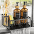 Set 2 Pack 16.9oz Set Cisily Kitchen Dish Soap Dispenser with Amber Glass Bottle and Sponge Holder, Dish Soap