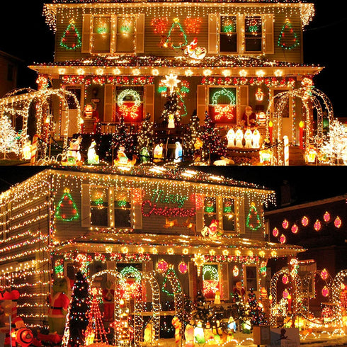 300 108FT 8 Techip LED Christmas Lights Outdoor, Warm White Christmas Tree Lights Outside Waterproof Twinkle Lights
