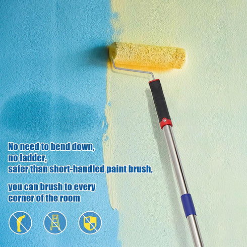 13PCS Set 9 Inch 81 inch BeBecome Paint Roller Kit with Extension Pole, House Paint Rollers with Tray, Roller Frame