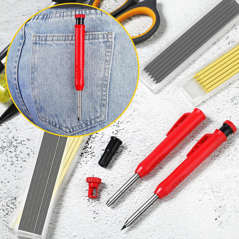 Outus Solid Carpenter Pencil with Sharpener, Mechanical Pencils for Wood Flooring Marker, Carpenters Drawing