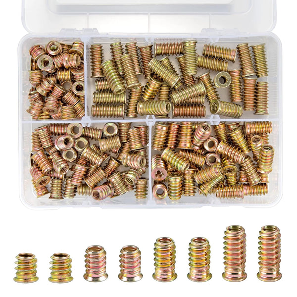 160 Pcs 1/4 "- 20 Thread Inserts Assortment for Metal Screws, Hex Socket Drive Nut Inserts for Woodworking