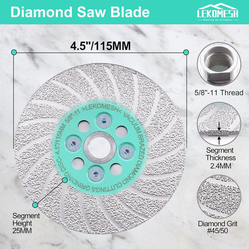 Grinding Cutting Diamond Blade - Diamond Grinding Wheel 4-1/2"/115mm, Granite Grinding Wheel for Shaping Porcelain Stoneware,Tile,Ceramic,Granite,5/8"-11 Thread