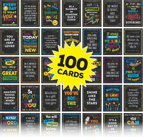 Global Printed Products Motivational Cards, 100 Inspirational and Kindness Quote Cards, Business Card Size (Pack of 100)