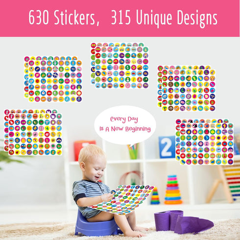 Hebayy 15 630 Potty Training Sticker Chart for Kids, Incentive Potty Charts & Stickers (Space, Farm, Dinosaur, Ocean