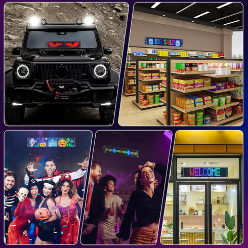 Qeeanmo Programmable 23"x5" Cars,5V Scrolling LED Sign for Advertising & DIY Use, Devil Eyes Light for LED Car Sign