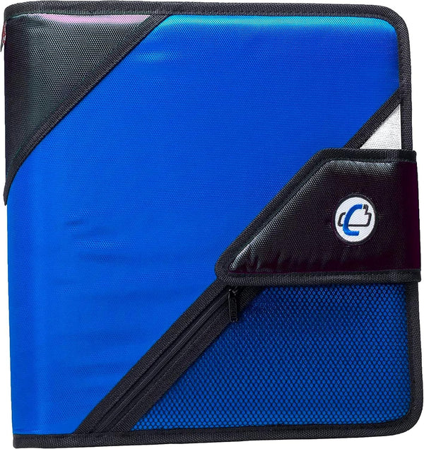 Case-it The Open Tab Velcro Opening Binder, 2 Inch O-Rings, 5 Color Tab Expanding File Folder, 400 Sheet Capacity, Blue