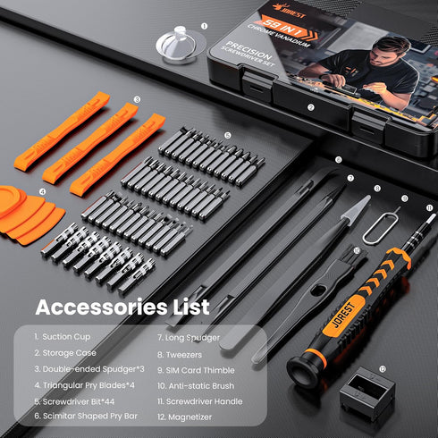59Pcs Set T5, T6, T8, PS4 PS5, JOREST Small Precision Screwdriver with Torx Mini Repair Tool Kit for Macbook, Computer