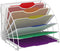 SUPEASY Fan Shaped Desk File Organizer, White, 6 Compartments for Filing Paper, Desk Accessories, School, Office
