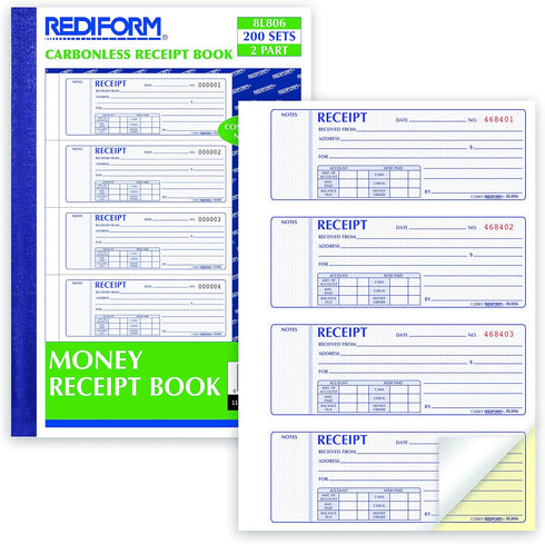 Rediform (8L806) Prestige Duplicate Carbonless Softcover Money Receipt Books