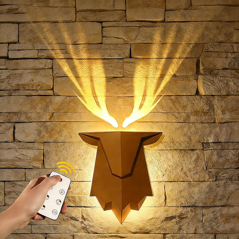 Deer Night Light with Remote Control, Rechargeable Antler Lamp, Dimmable Deer Wall