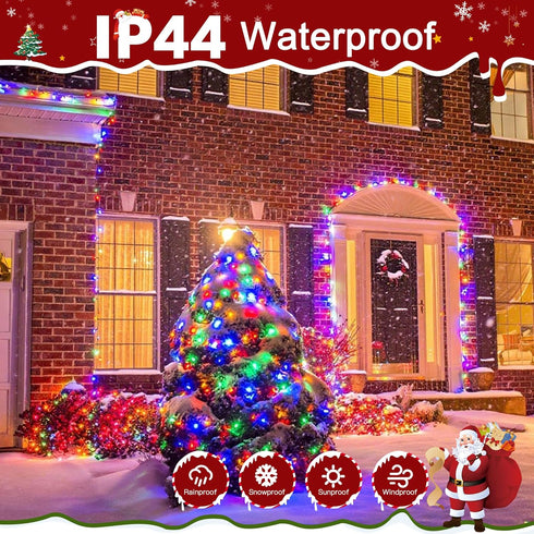 394FT 1200 8 LED Christmas Lights Outdoor, Multicolored Christmas Tree Lights Plug in, Modes Twinkle String Light