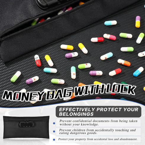 6 11 5.5 Inches LEIFIDE Pcs Money Bag with Lock and Zipper x Lockable Storage Bag Cash Accessories Pouch for Storing
