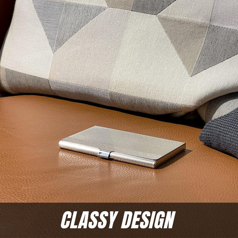 SunplusTrade Business Card Holder for Men and Women, Slim Stainless Steel Case, Fits 18 Cards