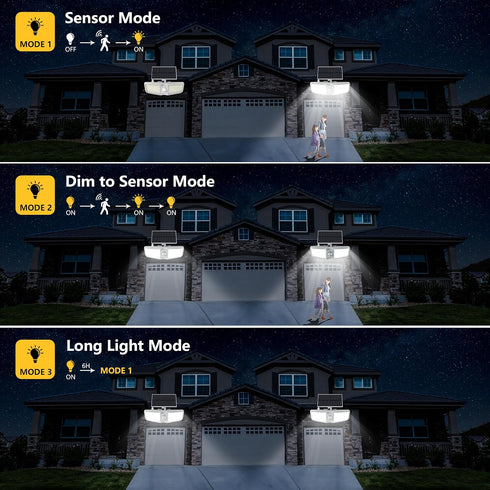 6500K 180 IP65 2-PCS Solar Motion Sensor Outdoor Floodlights with Remote Control, LED Waterproof,Solar Security Outdoor