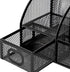 Black Mesh Pen Holder and Organizer Office Supplies with 7 Compartments, Desktop Organizer with Drawer, Metal Pen Holder for Desk, ?9.1" x 5.9" x 5.5'' by Rkqoa
