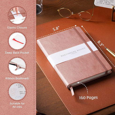 BEECHMORE BOOKS Dotted Journal Bullet Notebook, 8.3 x 5.8 inch, 112 Dotted Pages, Hardcover, Gifts Box Included