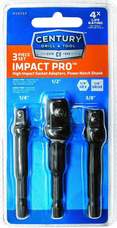 Century Drill & Tool 68584 Impact Pro Square-Drive Socket Adapter Set, 3-Piece