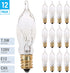 (12 Pack) 7.5CFC/15/3 7.5W 120 Bulb, CA5 E12 40 Dimmable. KOR Volt, Flame Candelabra Tip Chandelier Clear Incandescent