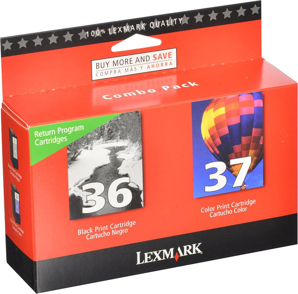 Lexmark 18C2229 No.36 Black and No.37 Color Combo Pack, Return Program Print Cartridges