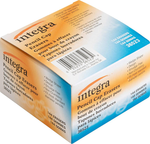 Integra Pencil Cap Eraser for Standard Pencils, 144 per Box, Pink