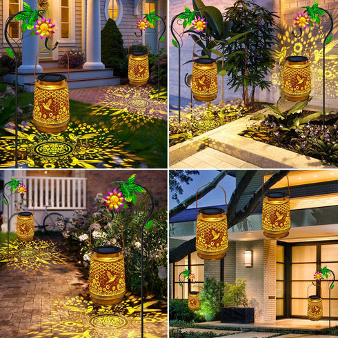 Hummingbird Hook,Hummingbird Mothers Day Gifts Solar Lanterns Outdoor Waterproof with Shepherd Garden Decor Birthday