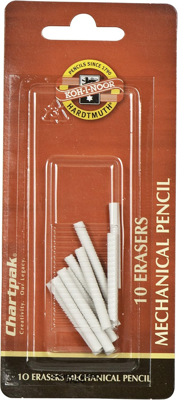 Koh-I-Noor Mephisto Mechanical Pencil Eraser Refills, White, 10 Per Pack (5035EBC.57)